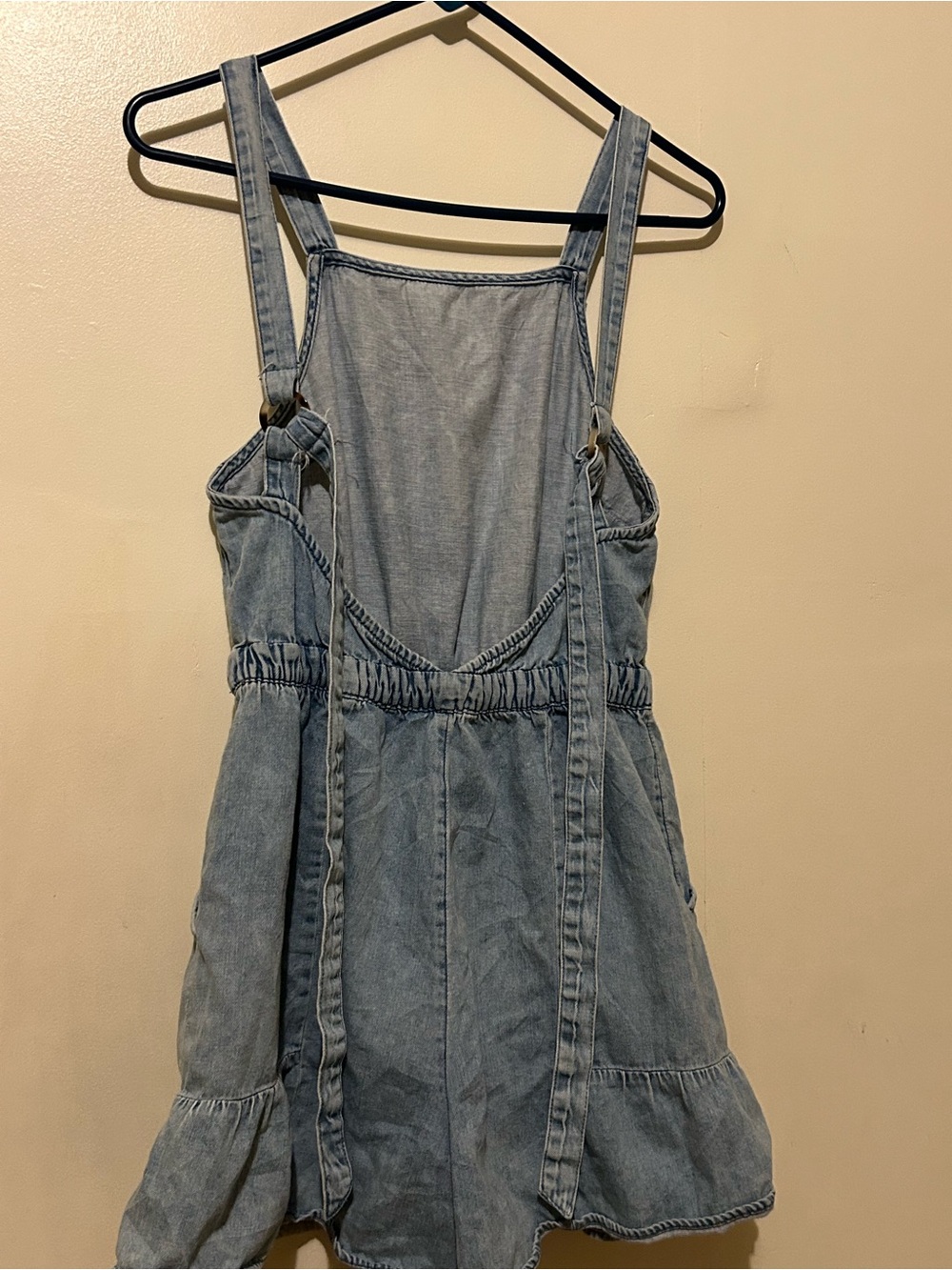 American Eagle Outfitters Light Blue Denim Overall Shorts